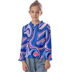 Abstract Liquid Art Pattern Kids  Frill Detail Tee