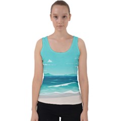 Ai Generated Ocean Waves Sea Water Anime Velvet Tank Top by Pakemis