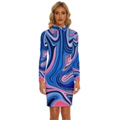 Abstract Liquid Art Pattern Long Sleeve Shirt Collar Bodycon Dress by GardenOfOphir