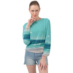 Ai Generated Ocean Waves Sea Water Anime Banded Bottom Chiffon Top by Pakemis