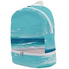 Ai Generated Ocean Waves Sea Water Anime Zip Bottom Backpack by Pakemis