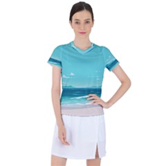 Ai Generated Ocean Waves Sea Water Anime Women s Sports Top by Pakemis