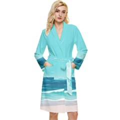 Ai Generated Ocean Waves Sea Water Anime Long Sleeve Velvet Robe by Pakemis