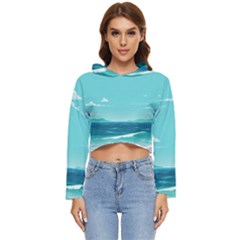 Ai Generated Ocean Waves Sea Water Anime Women s Lightweight Cropped Hoodie by Pakemis