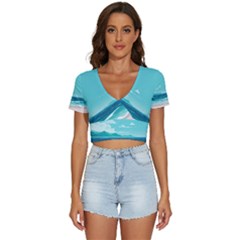 Ai Generated Ocean Waves Sea Water Anime V-neck Crop Top by Pakemis