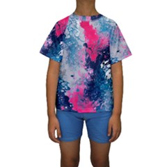 Fluid Art Pattern Kids  Short Sleeve Swimwear by GardenOfOphir