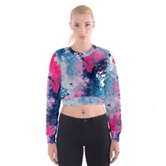 Fluid Art Pattern Cropped Sweatshirt by GardenOfOphir