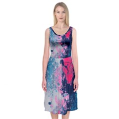 Fluid Art Pattern Midi Sleeveless Dress by GardenOfOphir