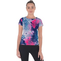 Fluid Art Pattern Short Sleeve Sports Top  by GardenOfOphir