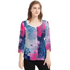 Fluid Art Pattern Chiffon Quarter Sleeve Blouse by GardenOfOphir