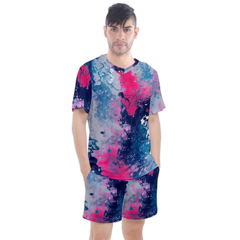 Fluid Art Pattern Men s Mesh Tee And Shorts Set by GardenOfOphir