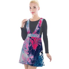 Fluid Art Pattern Plunge Pinafore Velour Dress by GardenOfOphir