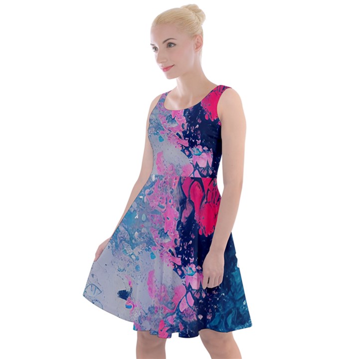 Fluid Art Pattern Knee Length Skater Dress