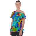 Marble Art Pattern Off Shoulder Tie-Up Tee View1