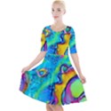 Marble Art Pattern Quarter Sleeve A-Line Dress View1