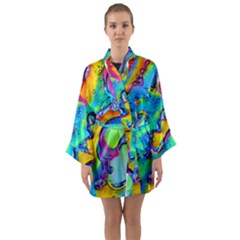 Marble Art Pattern Long Sleeve Satin Kimono by GardenOfOphir