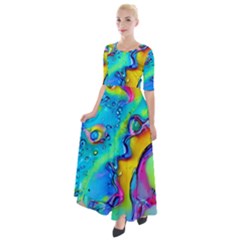 Marble Art Pattern Half Sleeves Maxi Dress by GardenOfOphir