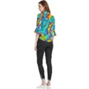 Marble Art Pattern Loose Horn Sleeve Chiffon Blouse View2