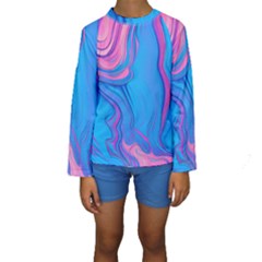 Liquid Background Pattern Kids  Long Sleeve Swimwear by GardenOfOphir