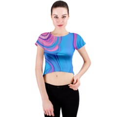 Liquid Background Pattern Crew Neck Crop Top by GardenOfOphir