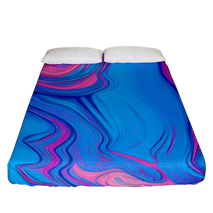 Liquid Background Pattern Fitted Sheet (Queen Size)