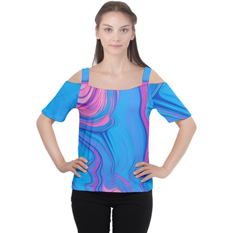 Liquid Background Pattern Cutout Shoulder Tee by GardenOfOphir