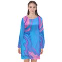 Liquid Background Pattern Long Sleeve Chiffon Shift Dress  View1