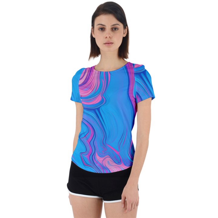 Liquid Background Pattern Back Cut Out Sport Tee