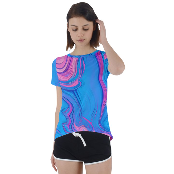 Liquid Background Pattern Short Sleeve Open Back Tee