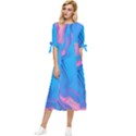 Liquid Background Pattern Bow Sleeve Chiffon Midi Dress View1