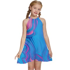 Liquid Background Pattern Kids  Halter Collar Waist Tie Chiffon Dress by GardenOfOphir