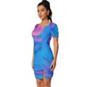 Liquid Background Pattern Fitted Knot Split End Bodycon Dress View2