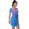 Liquid Background Pattern Fitted Knot Split End Bodycon Dress View3