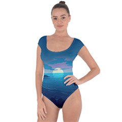 Ai Generated Ocean Sea Water Anime Nautical 2 Short Sleeve Leotard  by Pakemis