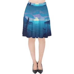 Ai Generated Ocean Sea Water Anime Nautical 2 Velvet High Waist Skirt by Pakemis