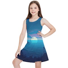 Ai Generated Ocean Sea Water Anime Nautical 2 Kids  Lightweight Sleeveless Dress by Pakemis