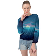 Ai Generated Ocean Sea Water Anime Nautical 2 Banded Bottom Chiffon Top by Pakemis