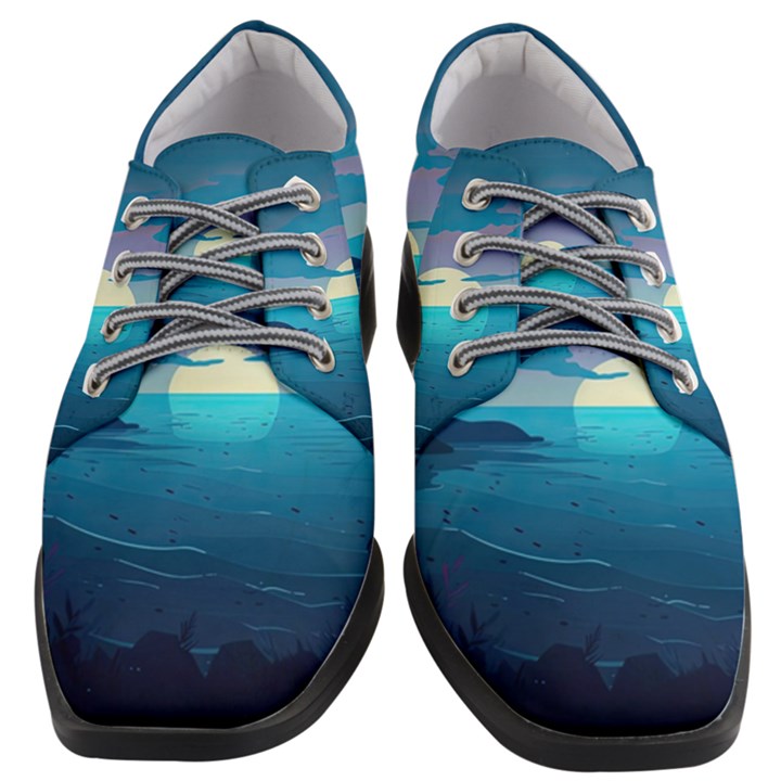 Ai Generated Ocean Sea Water Anime Nautical 2 Women Heeled Oxford Shoes