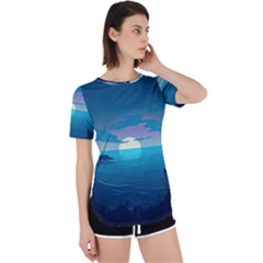 Ai Generated Ocean Sea Water Anime Nautical 2 Perpetual Short Sleeve T-shirt by Pakemis