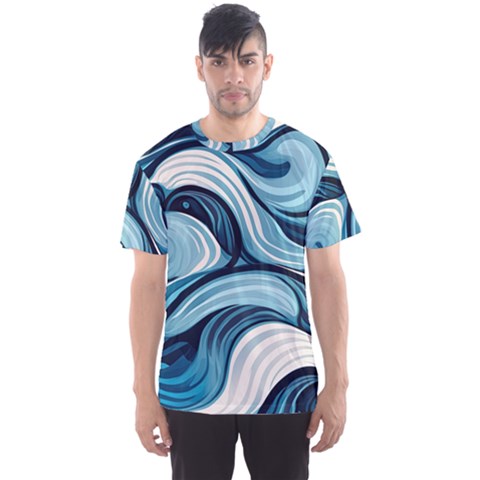 Pattern Ocean Waves Arctic Ocean Blue Nature Sea Men s Sport Mesh Tee by Pakemis