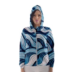 Pattern Ocean Waves Arctic Ocean Blue Nature Sea Women s Hooded Windbreaker by Pakemis