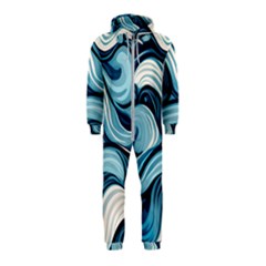 Pattern Ocean Waves Arctic Ocean Blue Nature Sea Hooded Jumpsuit (kids)