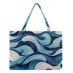 Pattern Ocean Waves Arctic Ocean Blue Nature Sea Medium Tote Bag by Pakemis