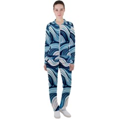 Pattern Ocean Waves Arctic Ocean Blue Nature Sea Casual Jacket And Pants Set by Pakemis