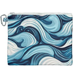 Pattern Ocean Waves Arctic Ocean Blue Nature Sea Canvas Cosmetic Bag (xxxl) by Pakemis