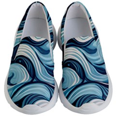 Pattern Ocean Waves Arctic Ocean Blue Nature Sea Kids Lightweight Slip Ons by Pakemis