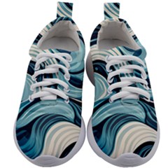 Pattern Ocean Waves Arctic Ocean Blue Nature Sea Kids Athletic Shoes by Pakemis