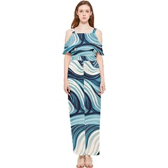 Pattern Ocean Waves Arctic Ocean Blue Nature Sea Draped Sleeveless Chiffon Jumpsuit by Pakemis