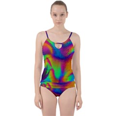 Fluid Background Pattern Cut Out Top Tankini Set by GardenOfOphir