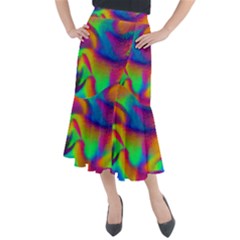 Fluid Background Pattern Midi Mermaid Skirt by GardenOfOphir